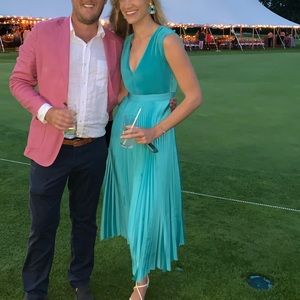 Alice + Olivia pleated satin midi dress